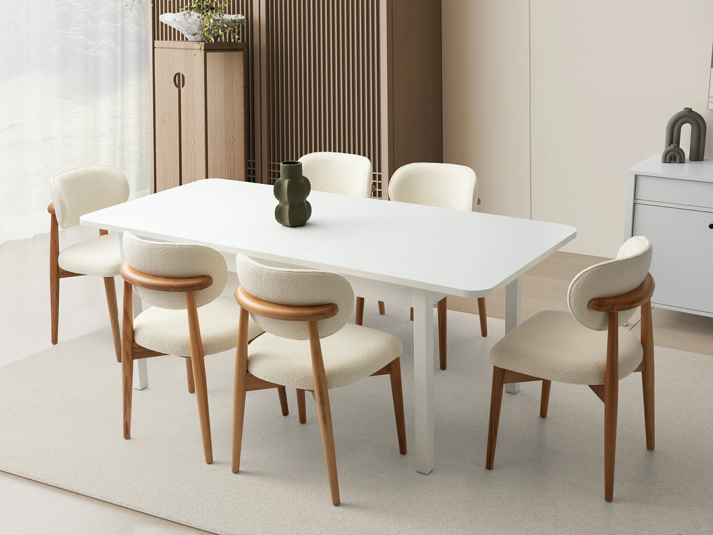 Loft Beyaz Yemek Odası